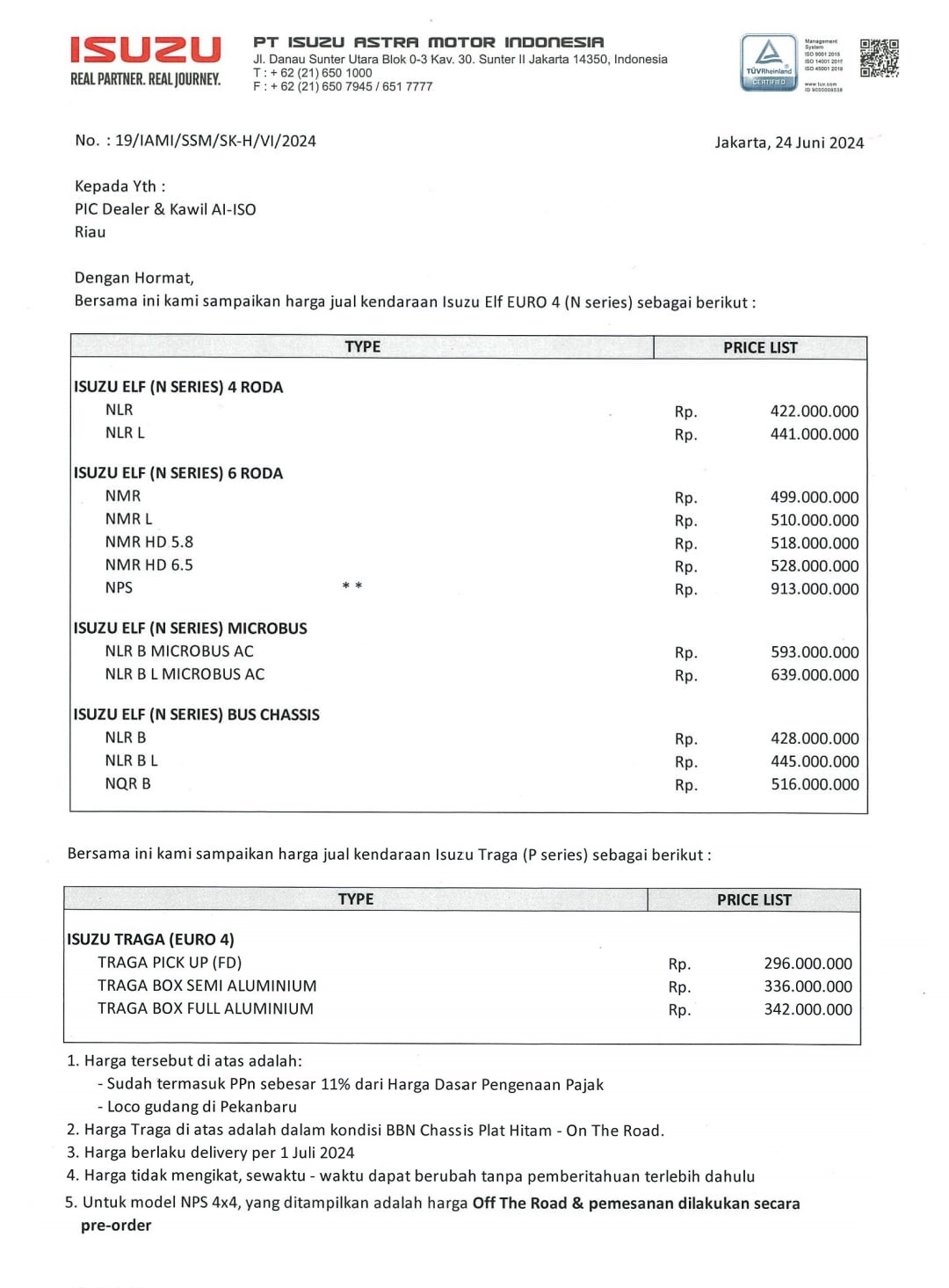 Harga  Pekanbaru Pricelist OTR ISUZU PEKANBARU